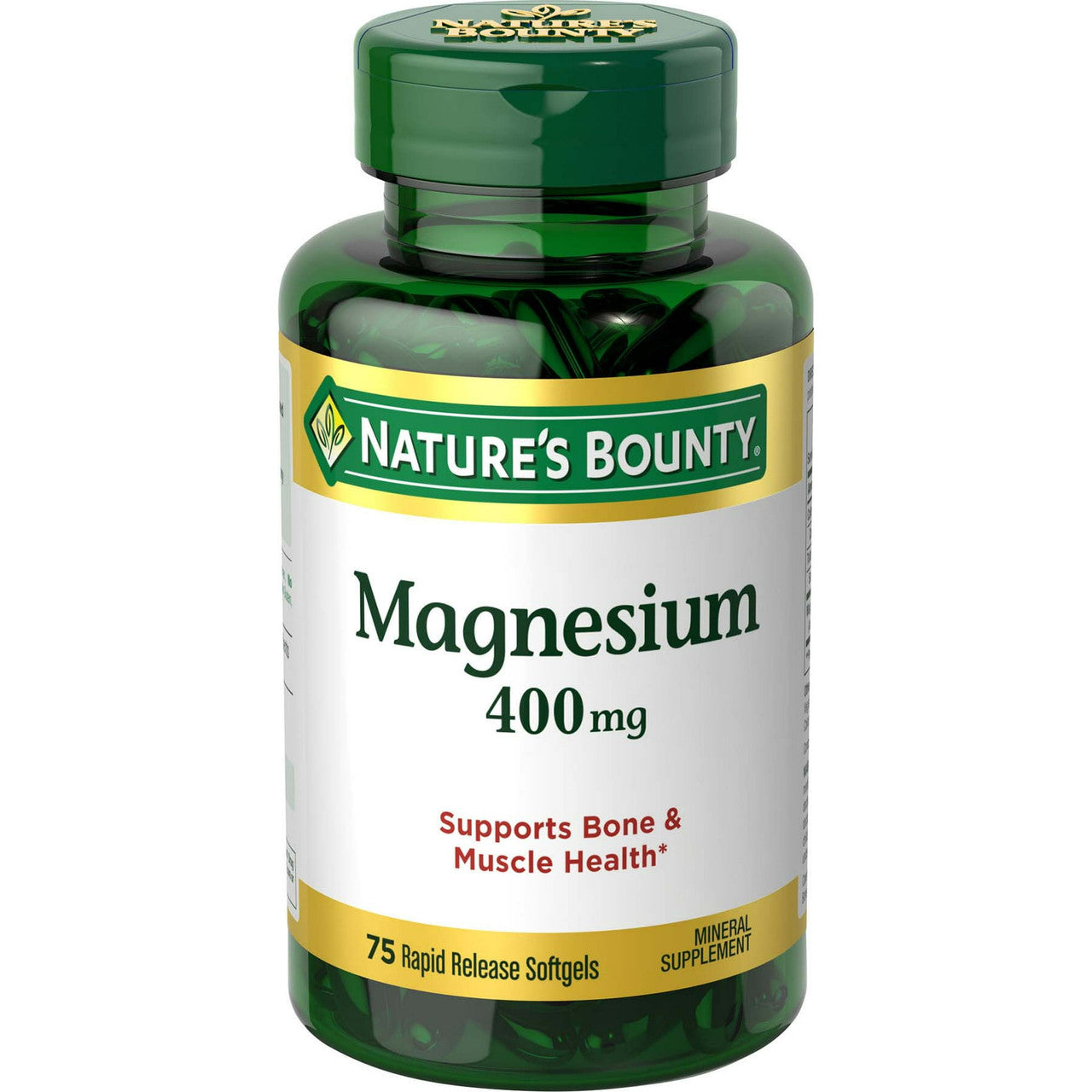 Natures Bounty High Potency Magnesium 400 mg, Rapid Release Liquid Softgels, 75 ea